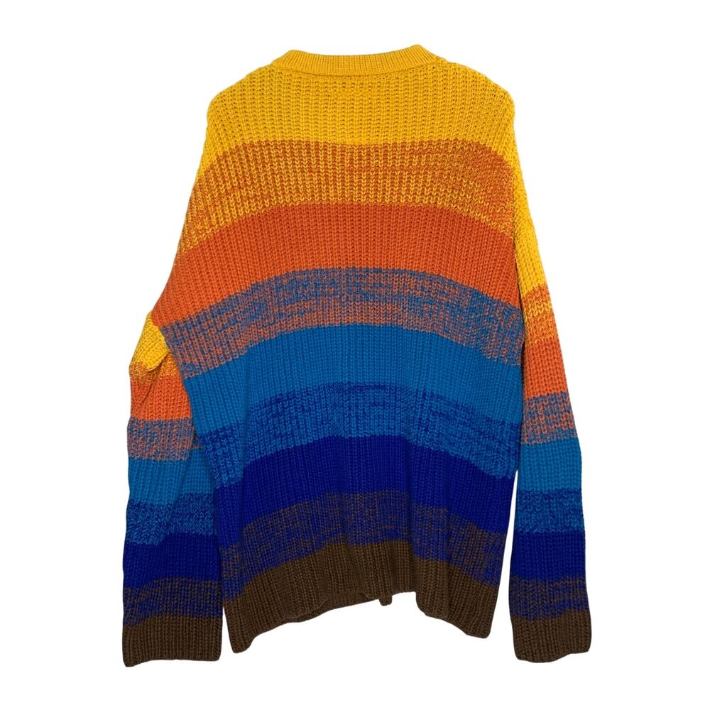 Camp High Sunset Striped Recycled Cotton Sweater L/XL Rainbow Gradient - Picture 2 of 9